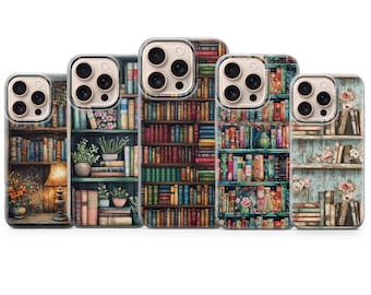 Bookshelf Phone case Floral Cover for iPhone 17 Pro Max, 16e, 15, 14, 13 & Samsung S25 Ultra, S24 FE, A56, A16, Pixel 10 XL, 9a, 8, 7