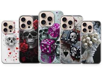 Skull Art Phone case skull Cover for iPhone 17 Pro Max, 16e, 15, 14, 13 & Samsung S25 Ultra, S24 FE, A56, A16, Pixel 10 XL, 9a, 8, 7
