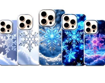 Snow Flake Phone Case, Winter Phone Cover for iPhone 17 Pro Max, 16e, 15, 14, 13 & Samsung S25 Ultra, S24 FE, A56, A16, Pixel 10 XL, 9a, 8,7