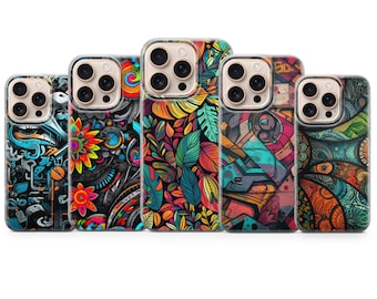 Abstract art phone case Graffiti Cover for iPhone 17 Pro Max, 16e, 15, 14, 13 & Samsung S25 Ultra, S24 FE, A56, A16, Pixel 10 XL, 9a, 8, 7