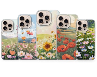 Spring Flower Phone case Cute Floral Cover for iPhone 17 Pro Max, 16e, 15, 14, 13 & Samsung S25 Ultra, S24 FE, A56, A16, Pixel 10 XL, 9a,8,7