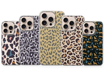 Leopard Print Phone Case Aesthetic Animal Cover for iPhone 17 Pro Max, 16e, 15, 14,13 & Samsung S25 Ultra, S24 FE,A56,A16,Pixel 10 XL,9a,8,7
