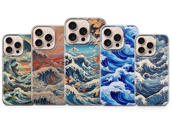 Japanese Wave phone case Kanagawa Wave Cover for iPhone 17 Pro Max, 16e, 15, 14, 13 & Samsung S25 Ultra, S24 FE, A56, A16, Pixel 10XL,9a,8,7