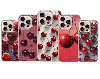 Cherry phone case summer fruit Cover for iPhone 17 Pro Max, 16e, 15, 14, 13 & Samsung S25 Ultra, S24 FE, A56, A16, Pixel 10 XL, 9a, 8, 7