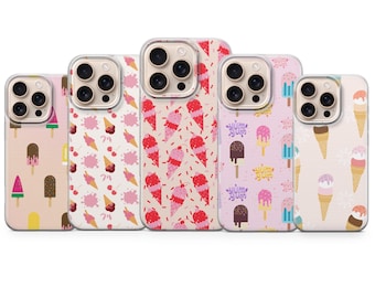 Ice Cream Phone Case Cute Food Cover for iPhone 17 Pro Max, 16e, 15, 14, 13 & Samsung S25 Ultra, S24 FE, A56, A16, Pixel 10 XL, 9a, 8, 7