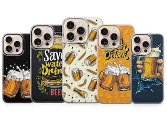 Beer Phone Case Bar Drinks Cover for iPhone 17 Pro Max, 16e, 15, 14, 13 & Samsung S25 Ultra, S24 FE, A56, A16, Pixel 10 XL, 9a, 8, 7
