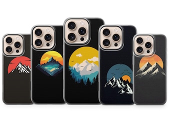 Mountains Phone Case Minimal Dark Aesthetic Night Cover for iPhone 17, 16, 15, 14,13,12,11, Samsung S25, S24,A56, Pixel 10 Pro XL, 9A,8,7A,7