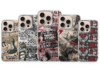 Grunge punk phone case Edgy Cover for iPhone 17 Pro Max, 16e, 15, 14, 13 & Samsung S25 Ultra, S24 FE, A56, A16, Pixel 10 XL, 9a, 8, 7