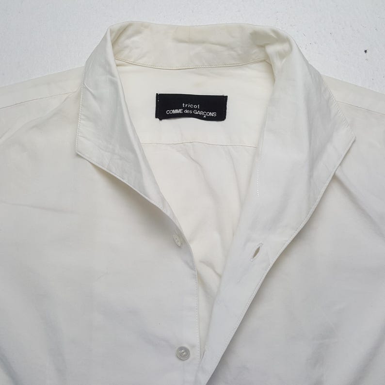 Vintage Comme Des Garcons Tricot White Button Up Shirt image 6