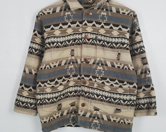 Vintage Geometric Wool Pattern Southwestern Style Outerwear Jacket