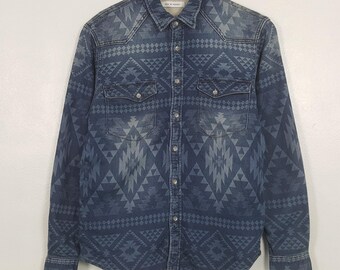 Vintage Azul By Mussy Nice Design Shirt Button Up