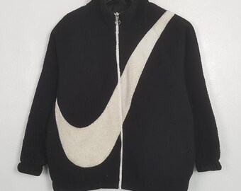 Chaqueta reversible de sherpa con logo grande de Nike estilo vintage