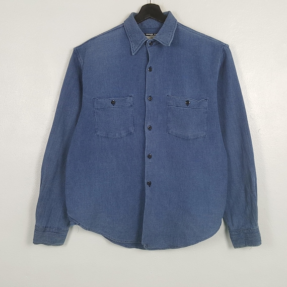 Sugar Cane, Vintage Sugar Cane Japanese Denim Button-Up Shirt