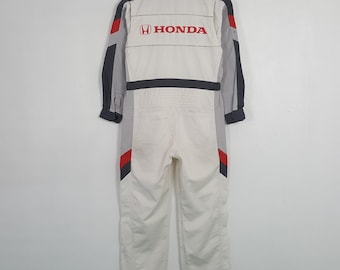 Mono de trabajo vintage del equipo de carreras japonés Honda con aspecto desgastado