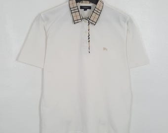 Vintage Burberry London Nova Check White Polos