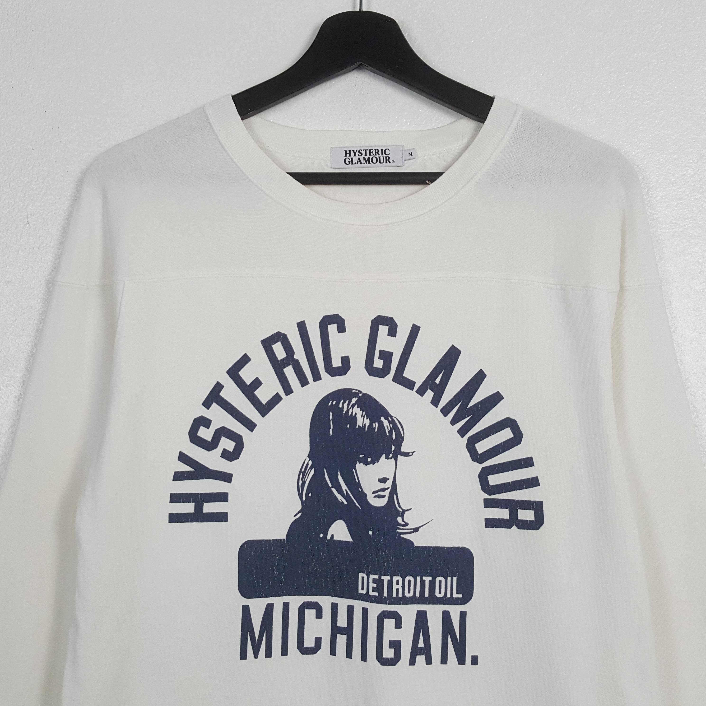 Vintage Hysteric Glamour Detroit Oil Michigan White Long Sleeve