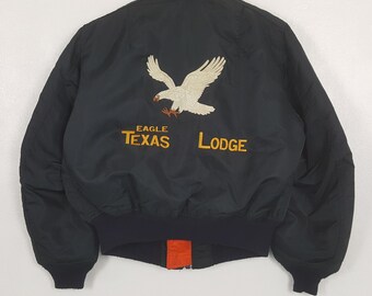 Chaqueta bomber vintage Alpha Industrial Eagle Texas Lodge de la Fuerza Aérea de EE. UU.