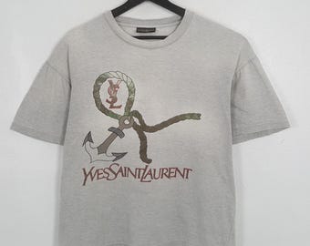 Vintage Yves Saint Laurent Pour Homme Anchor Designer Crop Tshirt