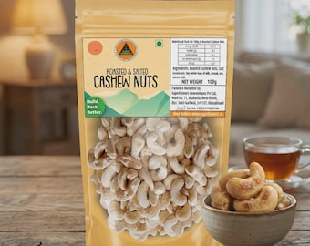 Rostade saltade cashewnötter – Jumbo indiskt mellanmål, veganskt ketoprotein (100 g)