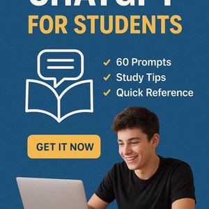 AI Study Toolkit – 60 ChatGPT Prompts for Students | Productivity, Writing & Research Guide | PDF + Notion