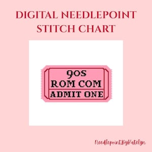 90s Rom Com Digital Needlepoint Chart - Instant Download