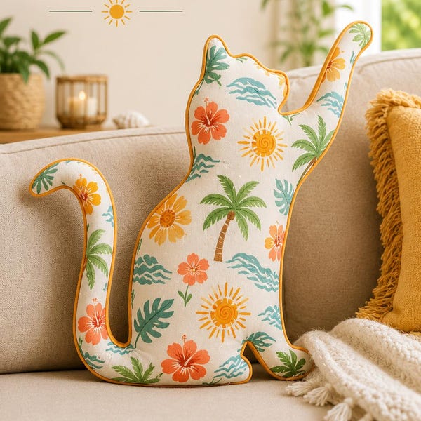 Cat Pillow Sewing Pattern PDF | Stuffed Cat Plush Pattern | A4 Printable Sewing Template | Digital Download | Beginner Friendly DIY Craft