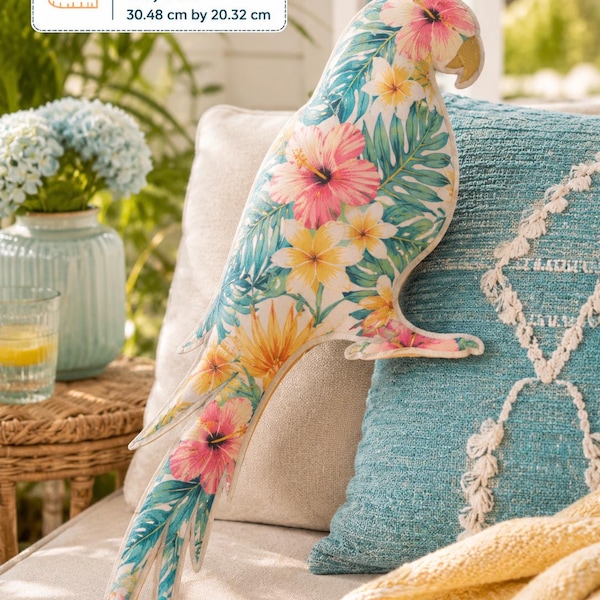 Macaw Pillow Sewing Pattern PDF | Stuffed Macaw Plush Pattern | A4 Printable Sewing Template | Digital Download | Beginner Friendly Craft