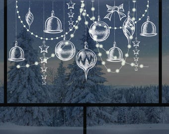 Plantilla de tiza para adornos navideños para ventana (DIY) (PDF) con regalo