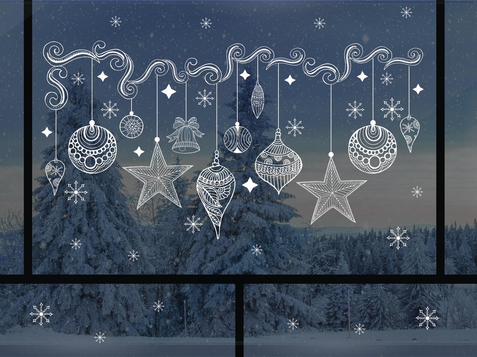 Christmas Window Chalk Art Template | DIY Decor (PDF) With Bonus - Etsy