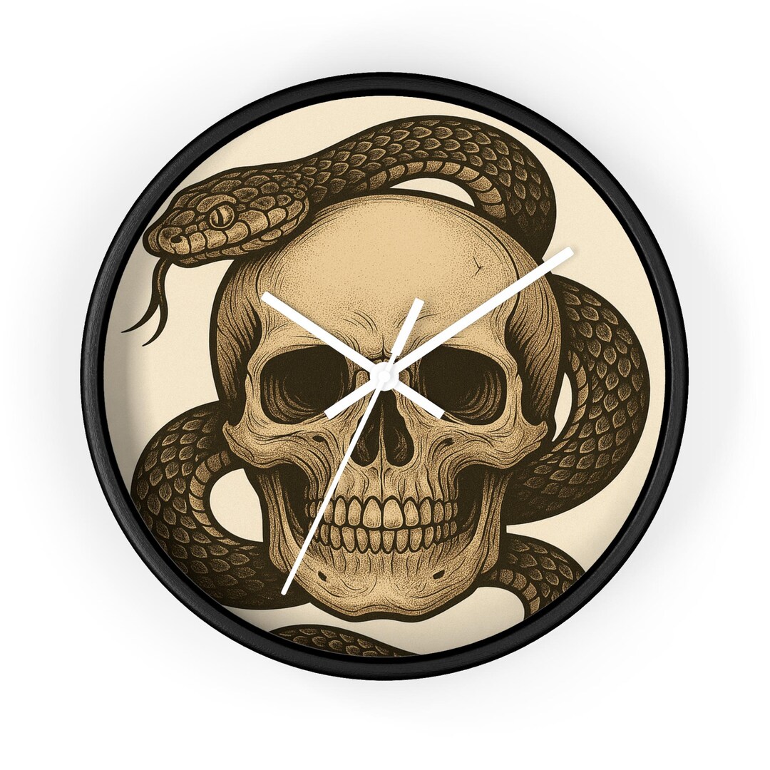 Skull and Snake Wall Clock | Gothic Skull Clock, Vintage Tattoo Art - Etsy