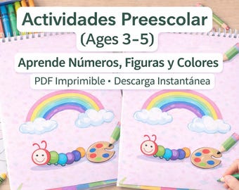 Cuaderno de Actividades Preescolar Imprimible | Números, Figuras y Colores | PDF Educativo Infantil