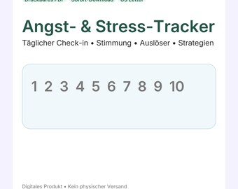 Angst & Stress Tracker PDF | Mental Health Tagebuch zum Ausdrucken