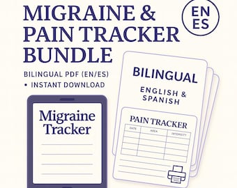 Migraine & Pain Tracker Bundle | Bilingual PDF | Headache Log | Chronic Pain Journal