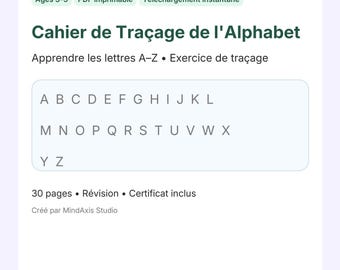 French Alphabet Tracing Workbook for Kids Ages 3-5 (PDF Printable)