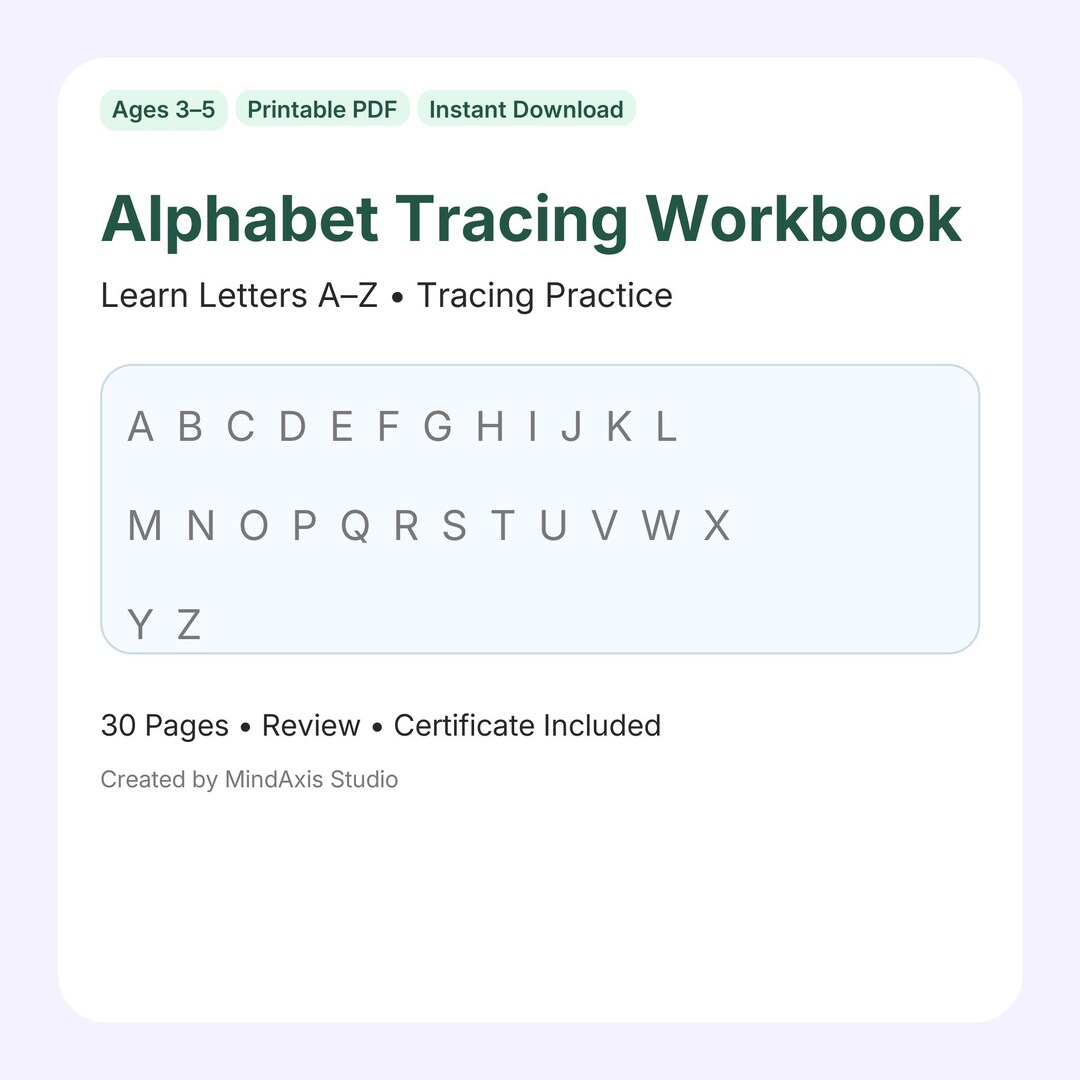 Alphabet Tracing Workbook | Printable Worksheets for Kids Ages 3–5 ...