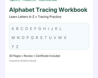 Alphabet Tracing Workbook | Printable Worksheets for Kids Ages 3–5 | Learn ABC Letters