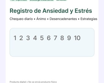Registro de Ansiedad y Estrés PDF Imprimible | Diario de Salud Mental