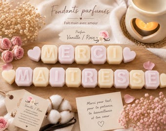 Fondant parfumé personnalisable/ Merci Maîtresse / Merci Maître | Cadeau fin d’année scolaire | Cadeau enseignant