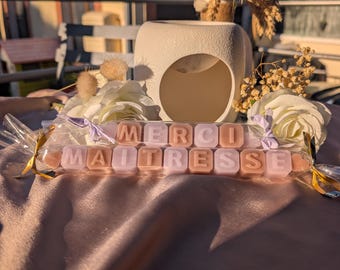 Fondant parfumé personnalisable/ Merci Maîtresse / Merci Maître | Cadeau fin d’année scolaire | Cadeau enseignant