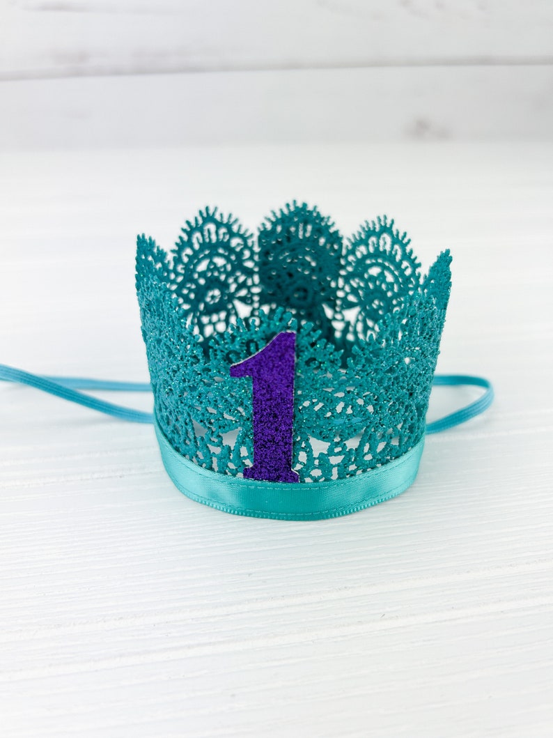 1st Birthday Princess Crown to celebrate her first birthday Teal and Purple