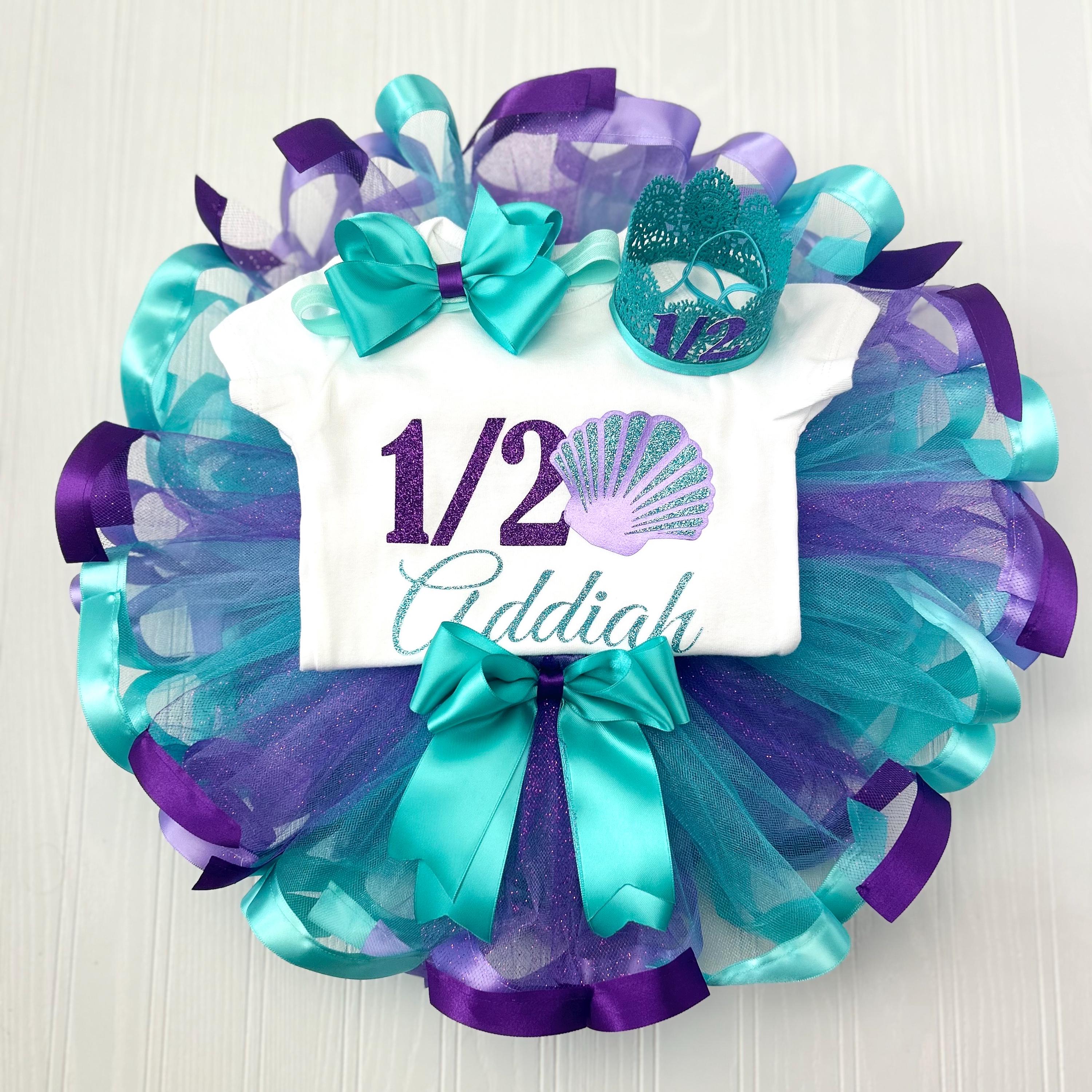 Half Birthday Tutu Outfit Baby Girl Mermaid Birthday Party 1/2 Year Photoshoot Under the Sea 6 Month Smash Cake Photo Shirt Half Way to One