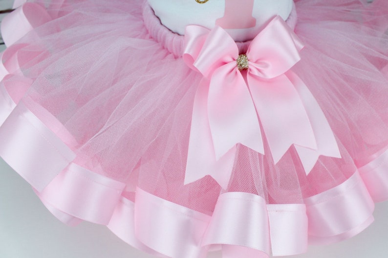 Pink and Gold ribbon trimmed Tutu for baby girl