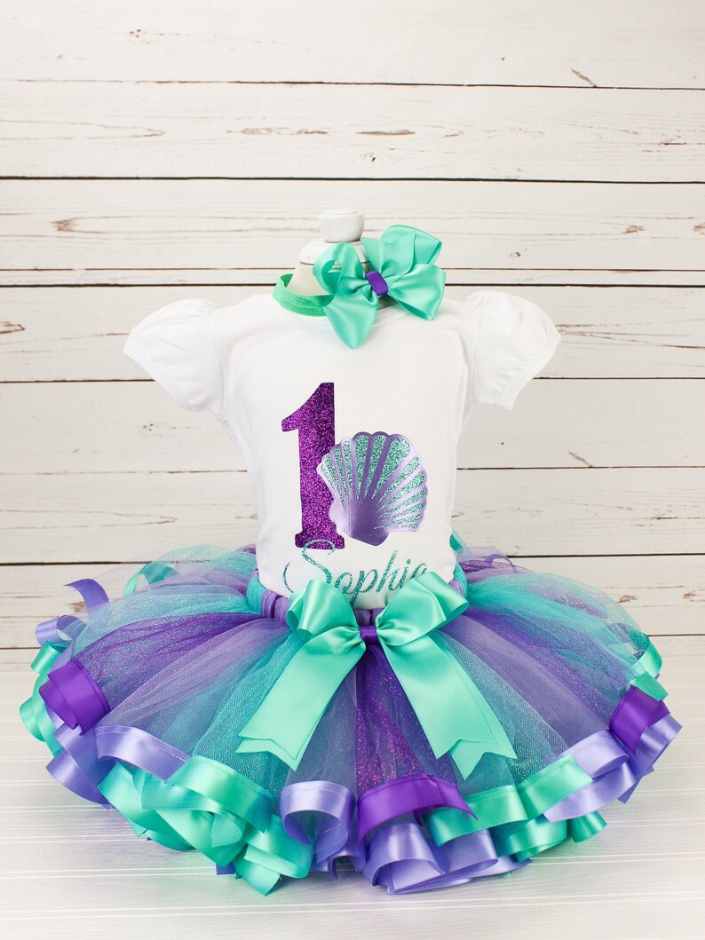 Mermaid Birthday Tutu Outfit Under the Sea Ribbon Trimmed | Etsy