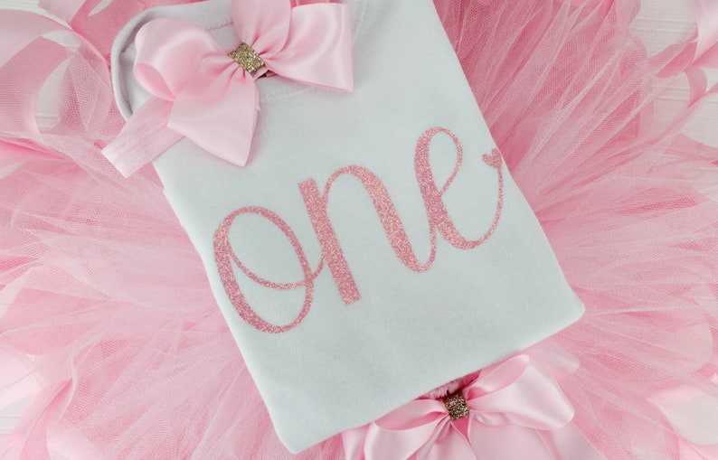 Pink 1st Birthday Girl Outfit First Birthday Gift for Girl Pink and Gold Tutu Skirt 1st Birthday Tutu One Birthday Shirt Baby Girl Dress image 3
