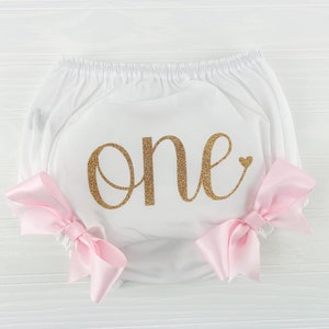 Personalize Baby Girl 1st Birthday Bloomer Diaper Cover First Birthday Custom Outfit Accessory One Year Old Toddler Party Dress Undergarment image 2