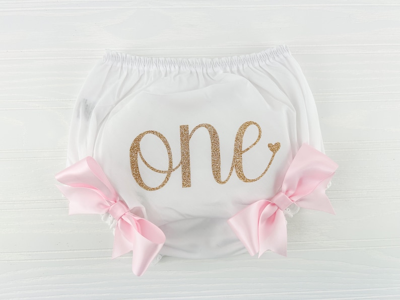 Personalize Baby Girl 1st Birthday Bloomer Diaper Cover First Birthday Custom Outfit Accessory One Year Old Toddler Party Dress Undergarment image 2