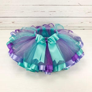 Mermaid Tutu Under the Sea Ribbon Trimmed Tutu Mermaid Princess Party 1st Birthday Tutu 2nd Birthday Tutu Cake Smash Photo Tutu Skirt Girl