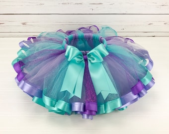 Mermaid Tutu Under the Sea Ribbon Trimmed Tutu Mermaid Princess Party 1st Birthday Tutu 2nd Birthday Tutu Cake Smash Photo Tutu Skirt Girl