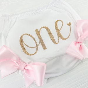 Personalize Baby Girl 1st Birthday Bloomer Diaper Cover First Birthday Custom Outfit Accessory One Year Old Toddler Party Dress Undergarment image 4
