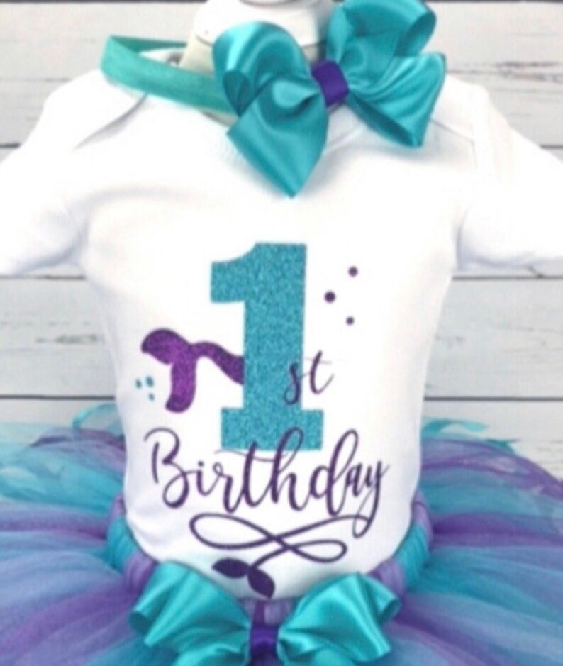Mermaid 1st Birthday Outfit Girl 1st Birthday Gift Baby Girl First Birthday Dress First Birthday Gift Girl 1st Birthday Party Outfit Custom image 2